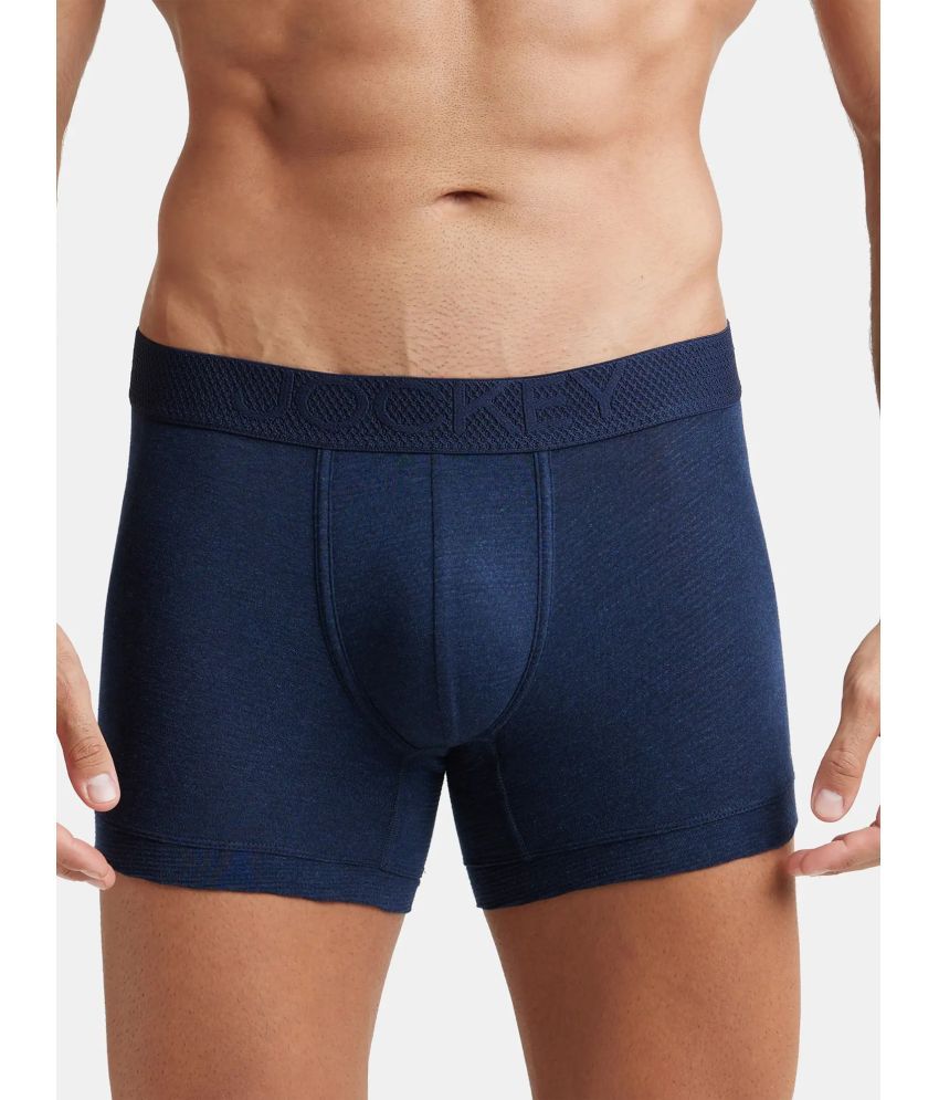     			Jockey LM06 Men Bamboo Cotton Elastane Stretch Breathable Mesh Trunk - Navy Melange