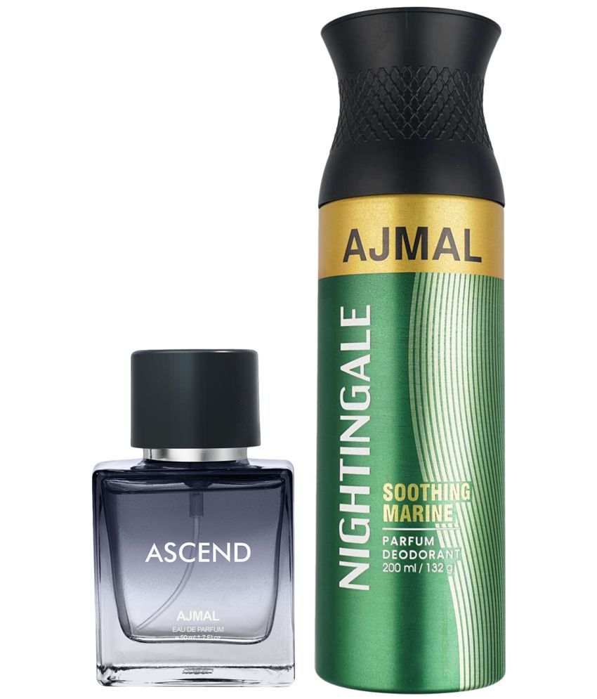     			Ajmal Ascend EDP 50ML And Nightingale Deodorant 200ML Long Lasting Perfume For Men & Women Pack of 2