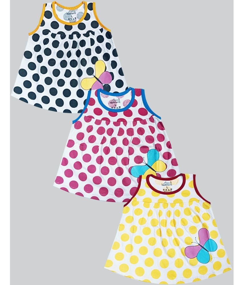     			Babeezworld Multicolor Cotton Baby Girl Frock ( Pack of 3 )