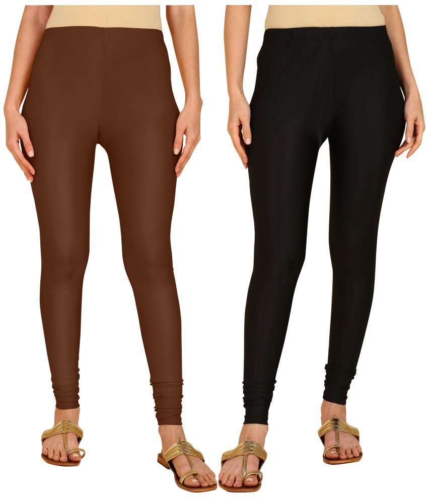     			Colorscube - Black,Brown Lycra Women's Churidar ( Pack of 2 )