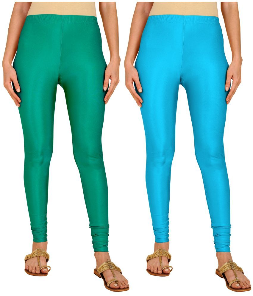     			Colorscube - Blue,Sea Green Lycra Women's Churidar ( Pack of 2 )