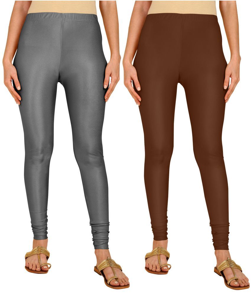     			Colorscube - Brown,Grey Lycra Women's Churidar ( Pack of 2 )