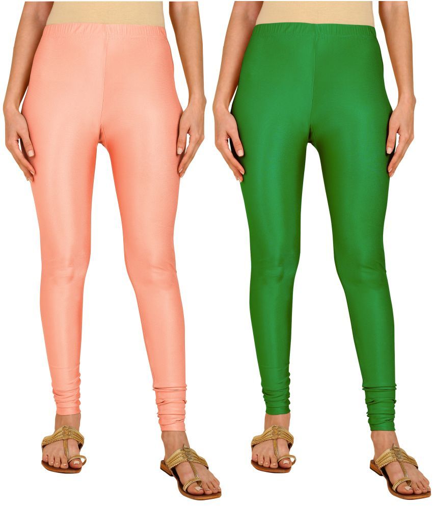     			Colorscube - Green,Peach Lycra Women's Churidar ( Pack of 2 )