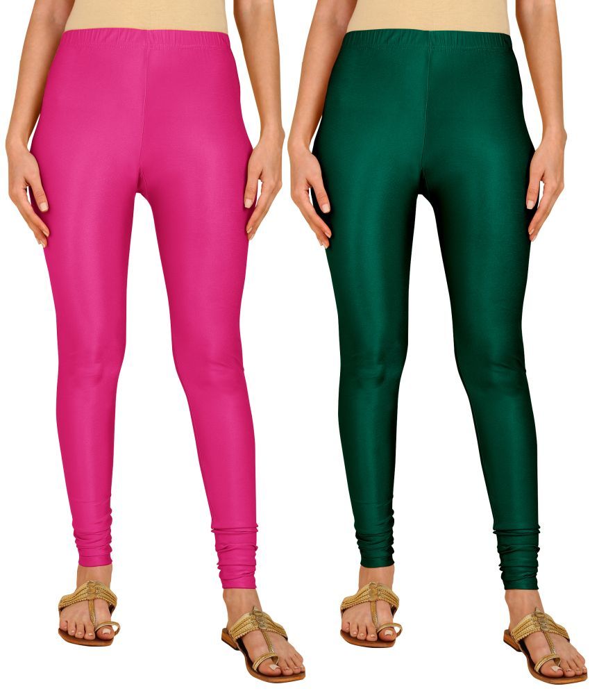     			Colorscube - Green,Pink Lycra Women's Churidar ( Pack of 2 )