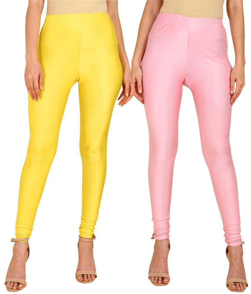     			Colorscube - Pink,Yellow Lycra Women's Churidar ( Pack of 2 )