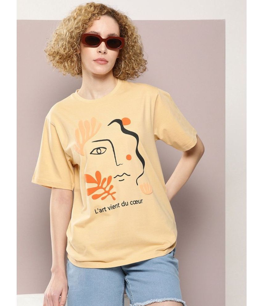     			Dillinger Beige Cotton Women's T-Shirt ( Pack of 1 )