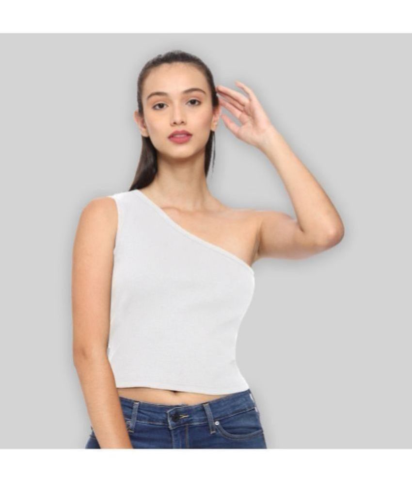     			FOKSCREW White Cotton Women's Crop Top ( Pack of 1 )