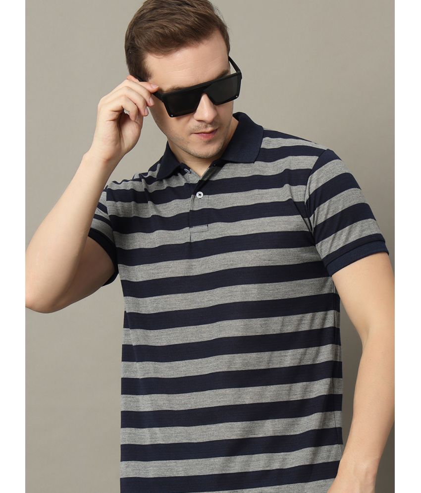     			GET GOLF Cotton Blend Regular Fit Striped Half Sleeves Men's Polo T Shirt - Navy ( Pack of 1 )