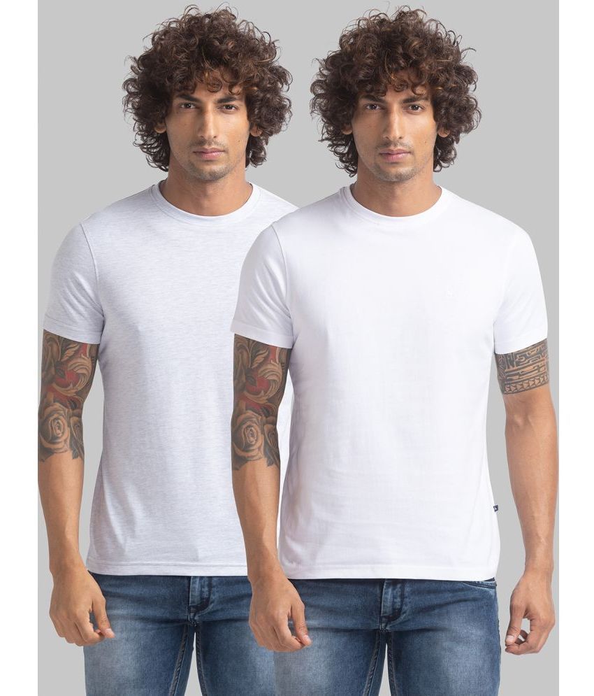     			Parx Cotton Regular Fit Solid Half Sleeves Men's T-Shirt - Multicolor ( Pack of 2 )