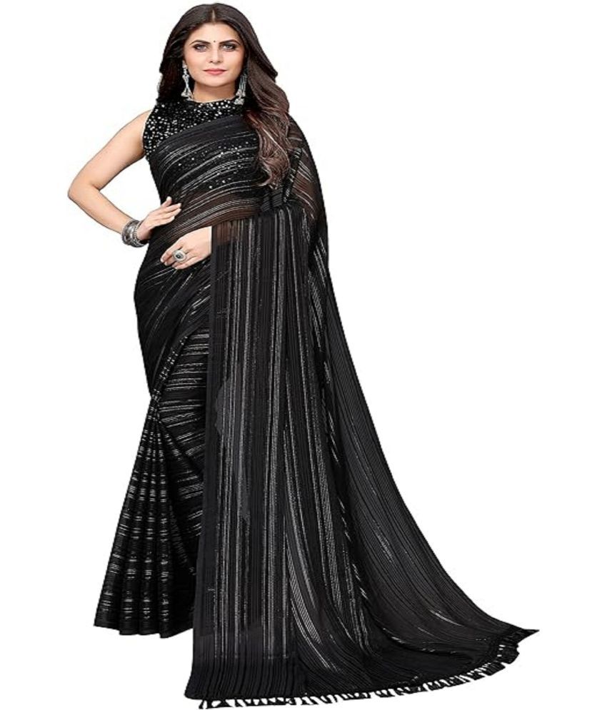     			Saadhvi Georgette Embellished Saree With Blouse Piece - Black ( Pack of 1 )