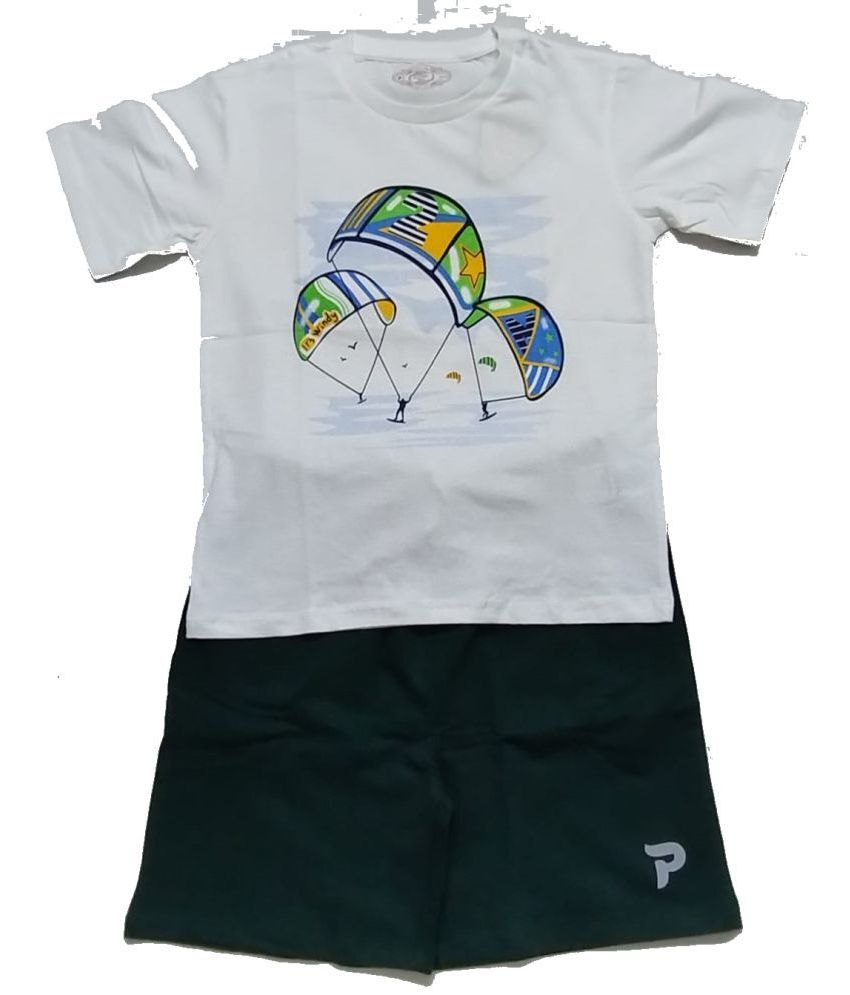     			Cherry Tree Pack of 1 Boys Cotton Blend T-Shirt & Shorts ( Green )