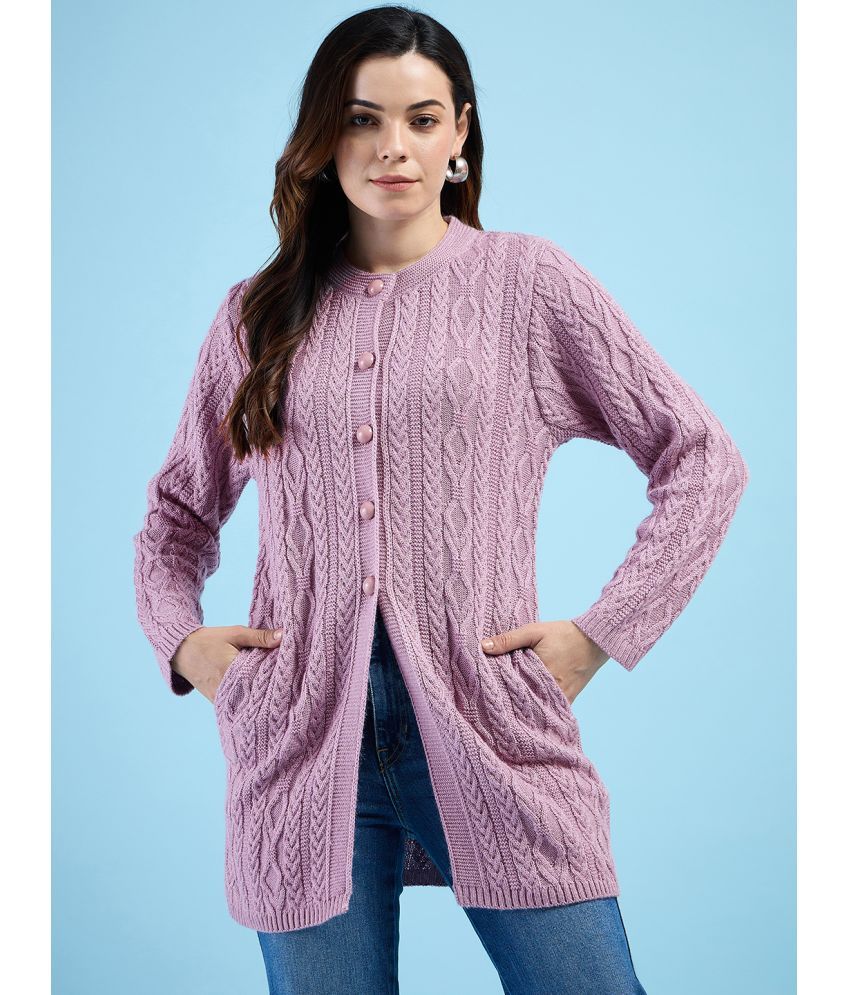     			Clapton Pure Wool Round Neck Women's Cardigans Dress - Pink ( )