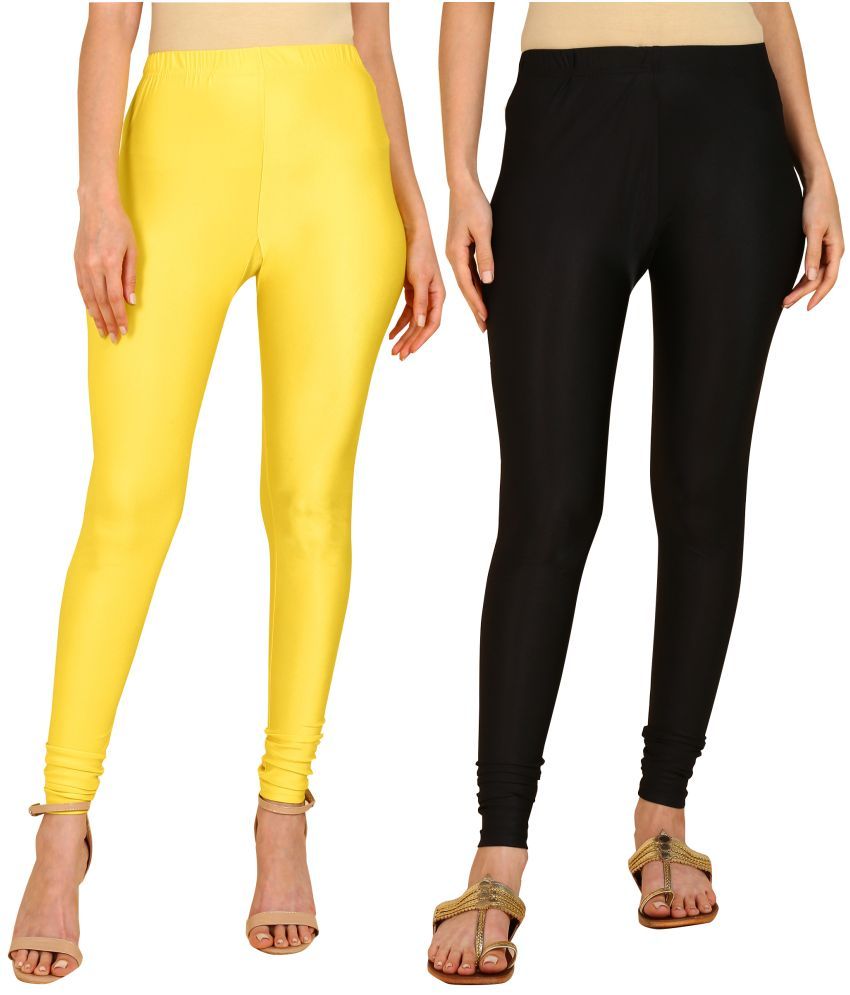     			Colorscube - Black,Yellow Lycra Women's Churidar ( Pack of 2 )