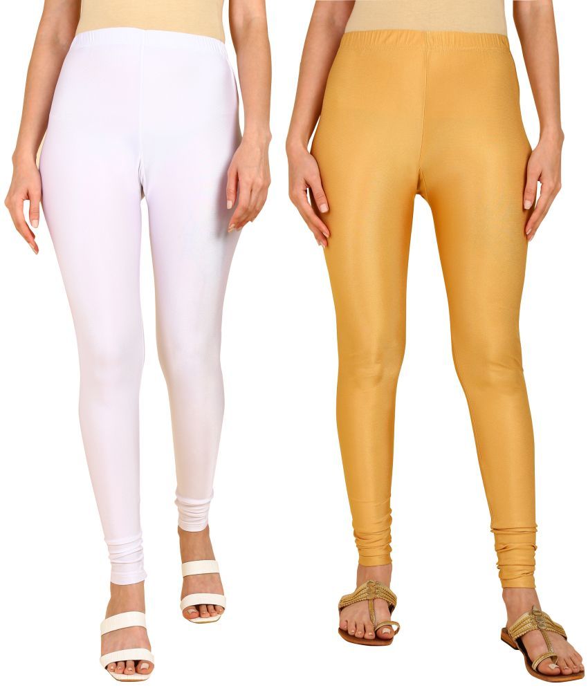     			Colorscube - Gold,White Lycra Women's Churidar ( Pack of 2 )