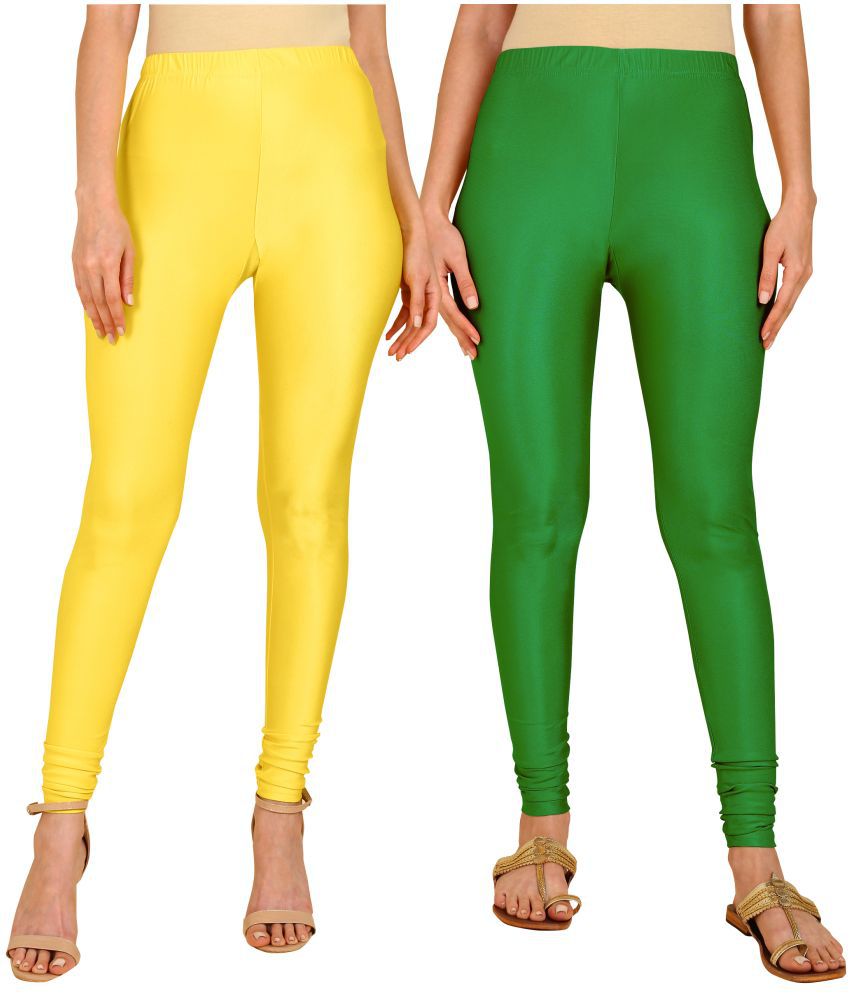    			Colorscube - Green,Yellow Lycra Women's Churidar ( Pack of 2 )
