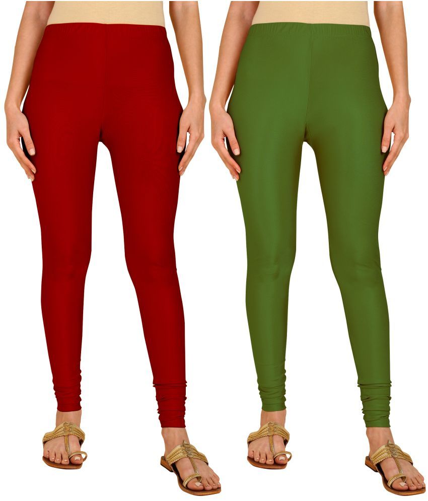     			Colorscube - Olive,Maroon Lycra Women's Churidar ( Pack of 2 )