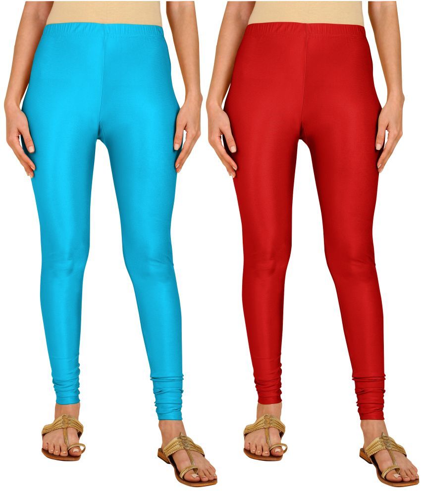     			Colorscube - Red,Blue Lycra Women's Churidar ( Pack of 2 )