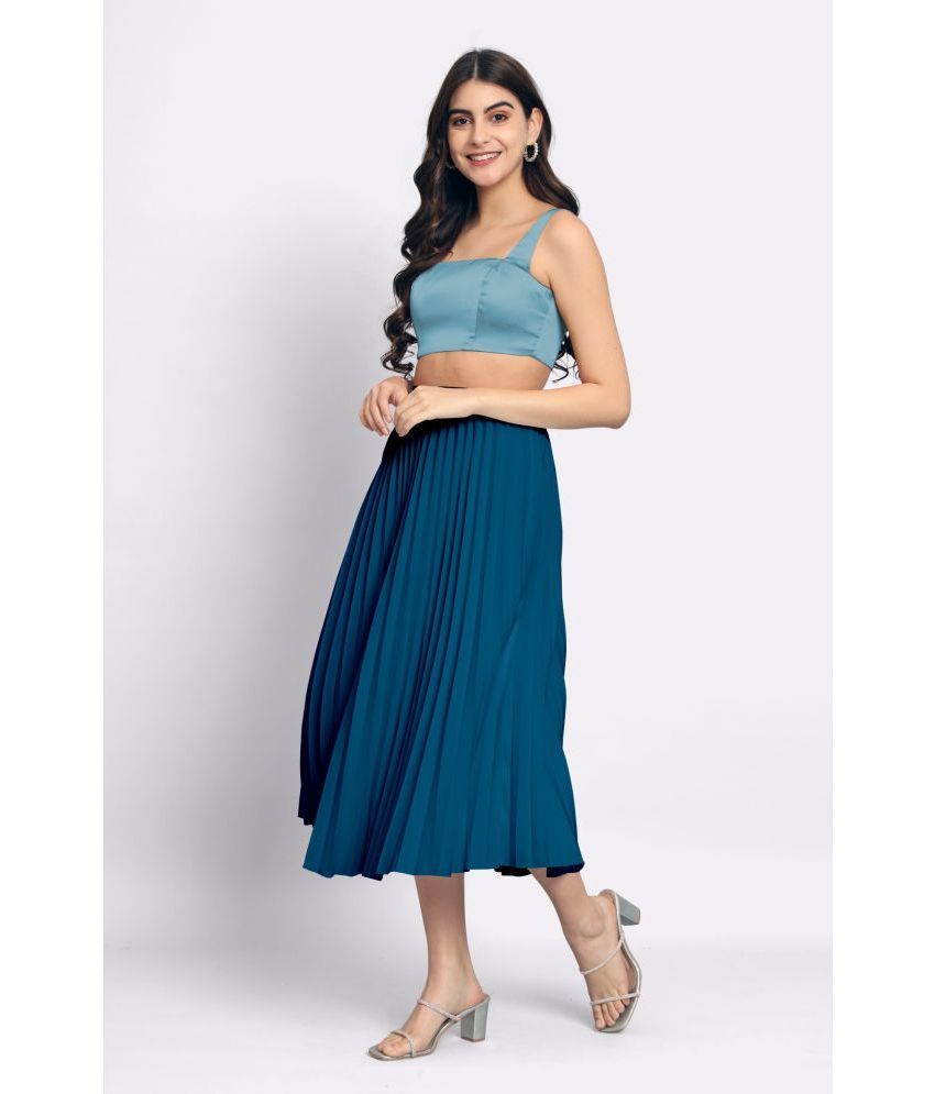     			Femvy Blue Crepe Women's Flared Skirt ( Pack of 1 )