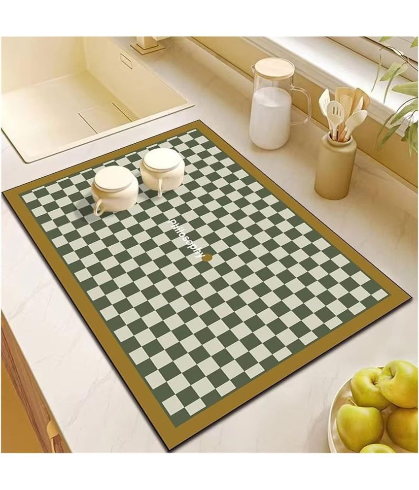     			House Of Quirk Rubber Big Checks Table Mats ( 45 cm x 30 cm ) Pack of 1 - Green