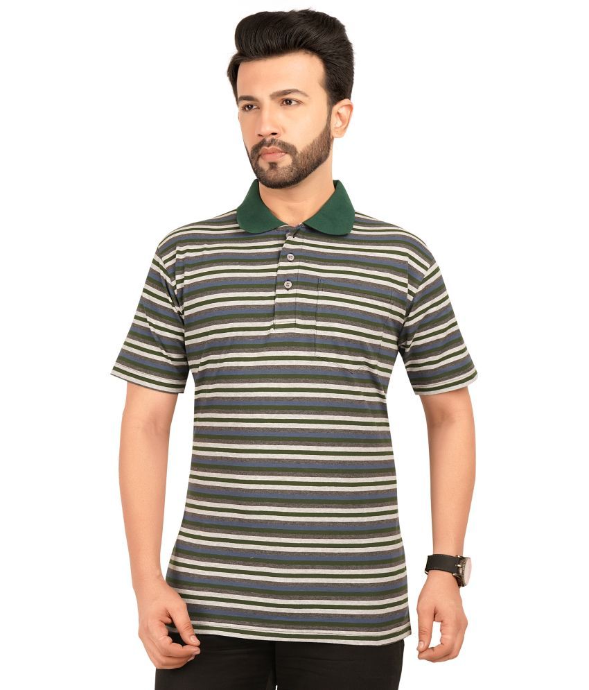     			Neo Garments Cotton Regular Fit Striped Half Sleeves Men's Polo T Shirt - Multicolor ( Pack of 1 )