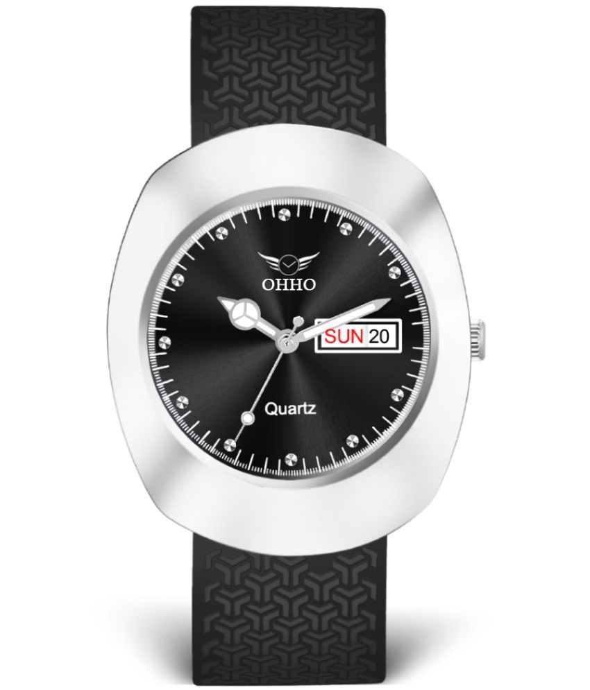     			OHHO Black Silicon Analog Men's Watch