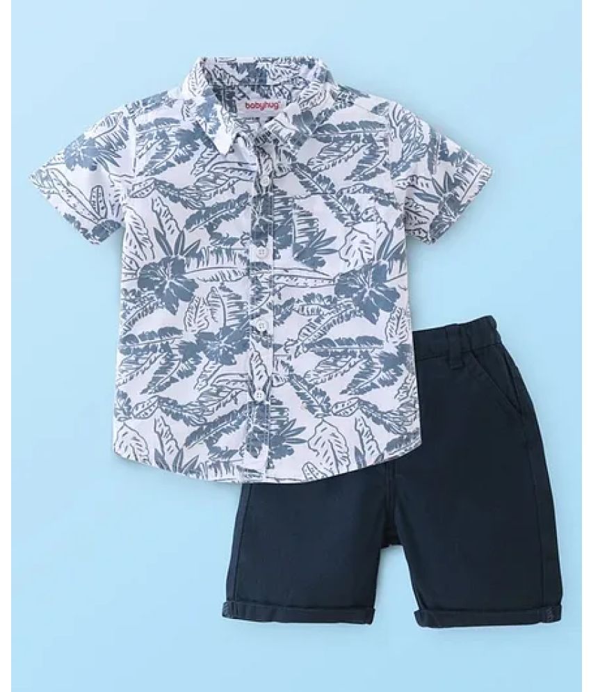     			Ocvito Navy Cotton Blend Boys Shirt & Shorts ( Pack of 1 )