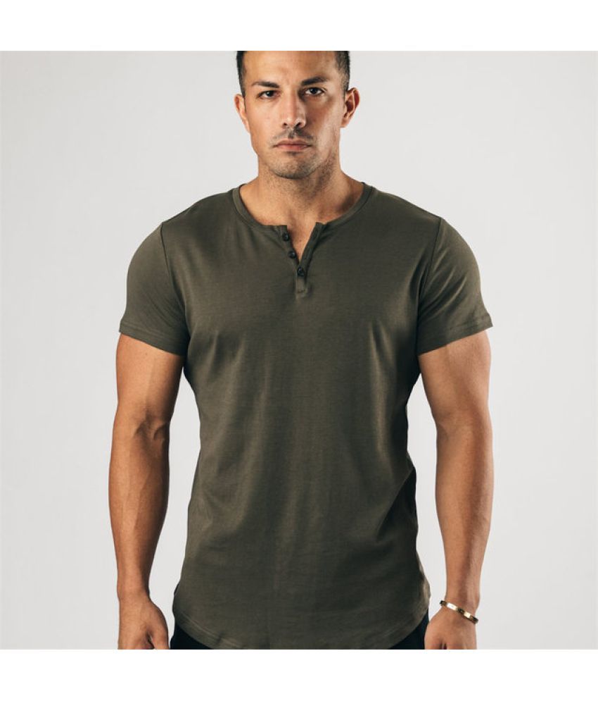     			Pink Angel 100% Cotton Regular Fit Solid Half Sleeves Men's T-Shirt - Olive ( Pack of 1 )