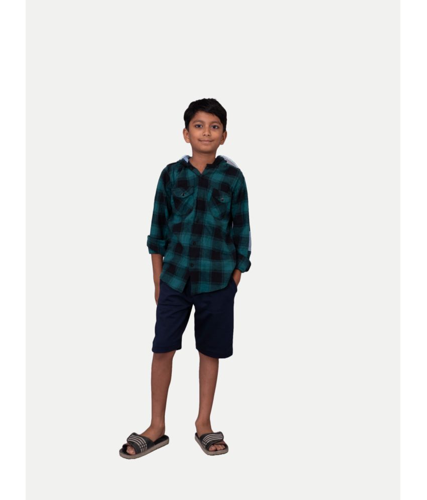     			"Radprix Boys Green & Black Check Hooded Yarndye Shirt: A Stylish Blend of Green and Black Checks, Perfect for Young Trendsetters. This Shirt Features a Cozy Hood and Comfortable Fit, Ideal for Everyday Wear with a Fashionable Twist."