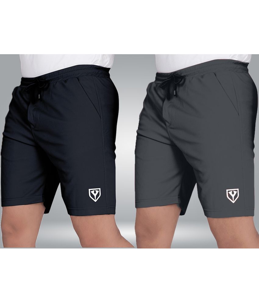     			Septem Dark Grey Polyester Men's Shorts ( Pack of 2 )