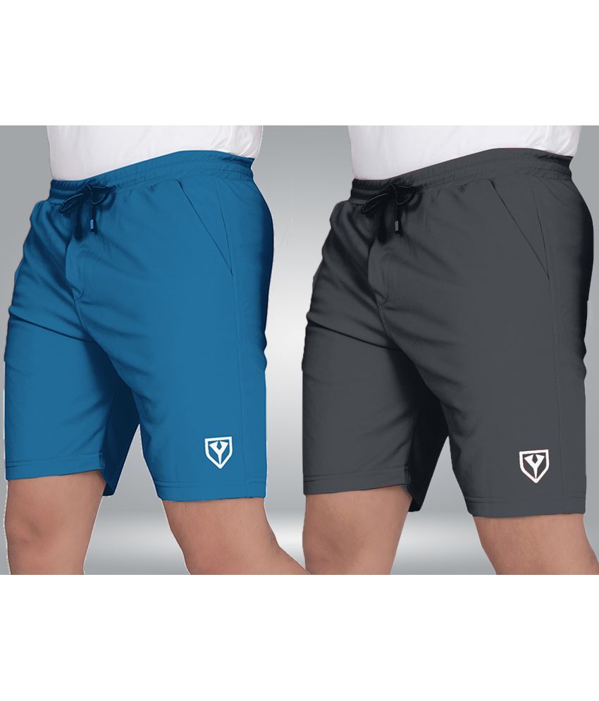     			Septem Light Blue Polyester Men's Shorts ( Pack of 2 )