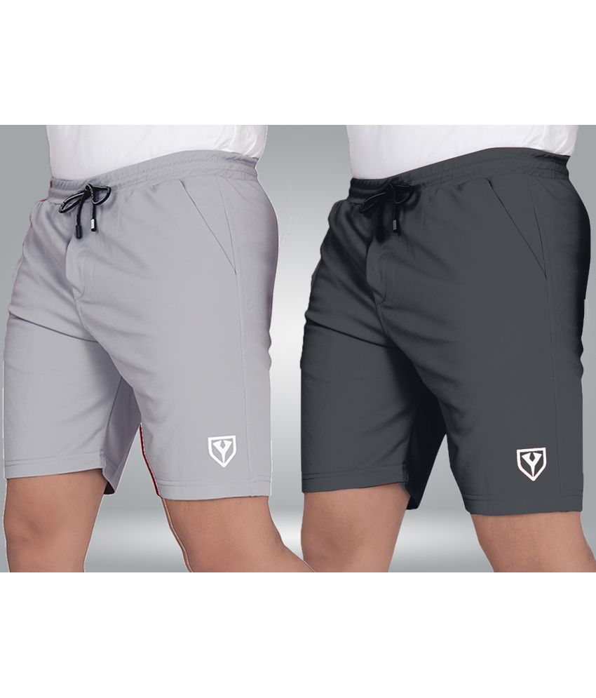     			Septem Light Grey Polyester Men's Shorts ( Pack of 2 )