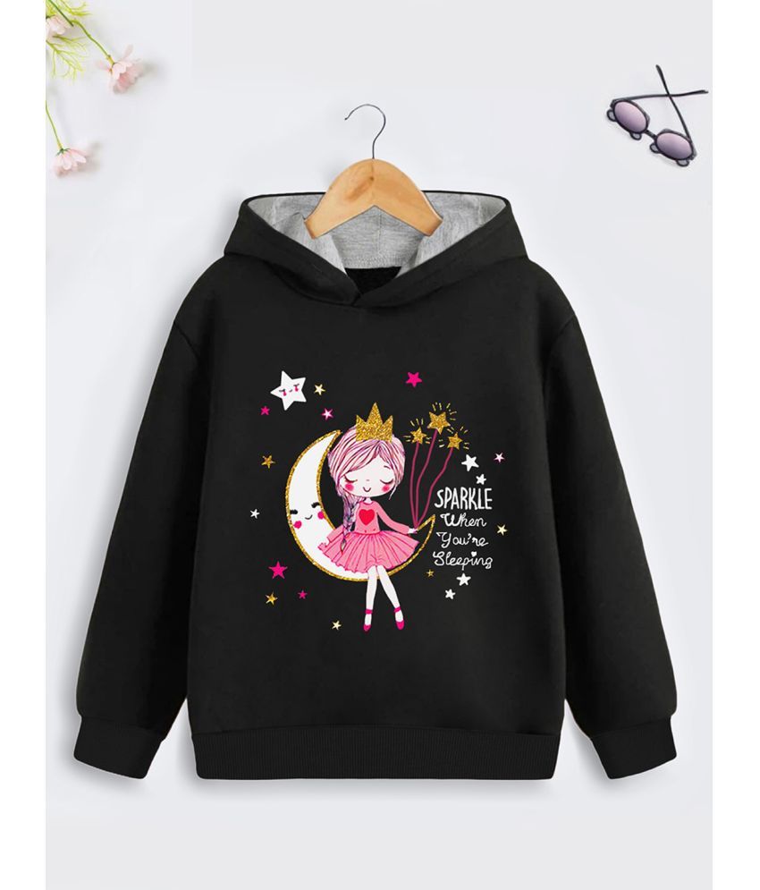     			Trampoline Girls Black Printed Hooded Sweatshirt Pack of 1