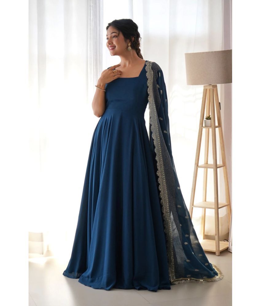     			Trijal Fab Blue Anarkali Georgette Women's Stitched Ethnic Gown ( Pack of 1 )