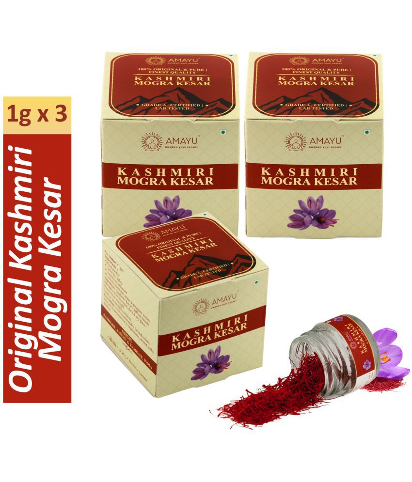     			AMAYU Kashmiri Mogra Kesar Saffron 180 gm Pack of 3