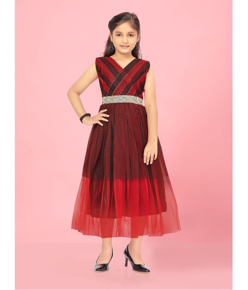     			Aarika Maroon Net Girls Gown ( Pack of 1 )