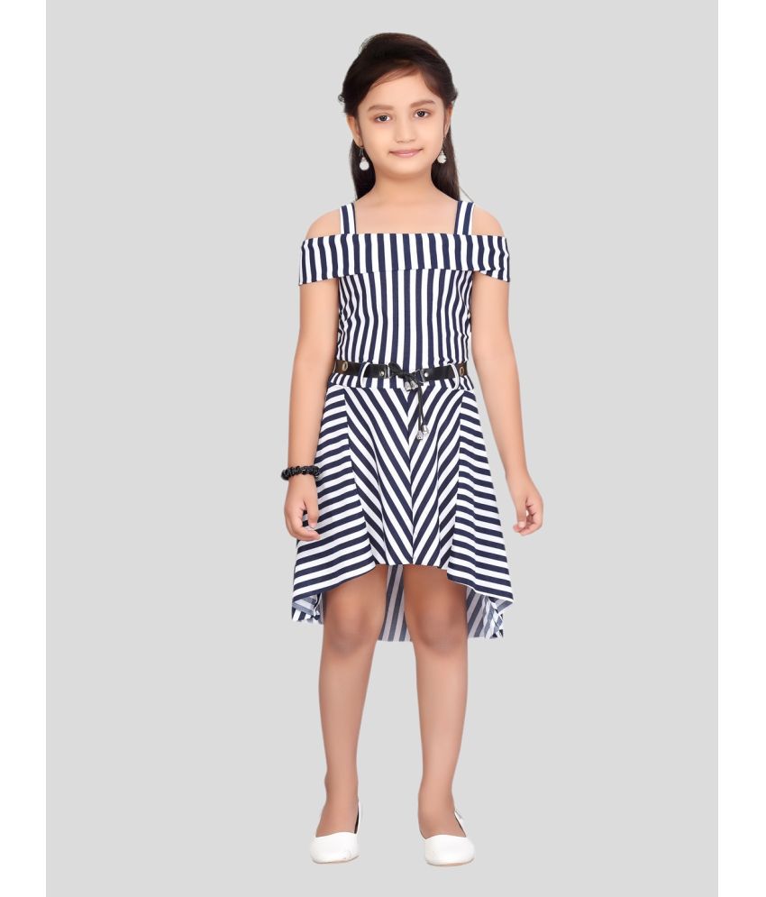     			Aarika Navy Blue Cotton Blend Girls Asymmetric Dress ( Pack of 1 )
