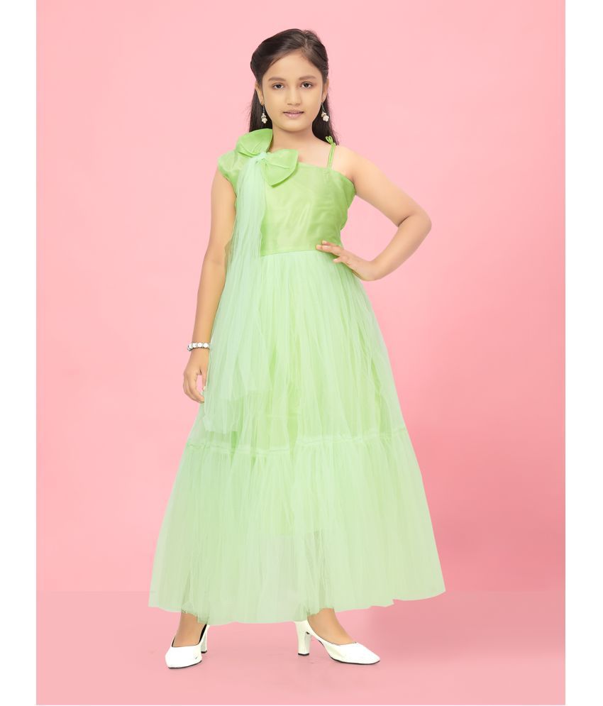     			Aarika Neon Green Net Girls Gown ( Pack of 1 )