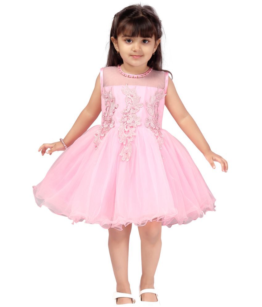     			Aarika Pink Net Girls Frock ( Pack of 1 )