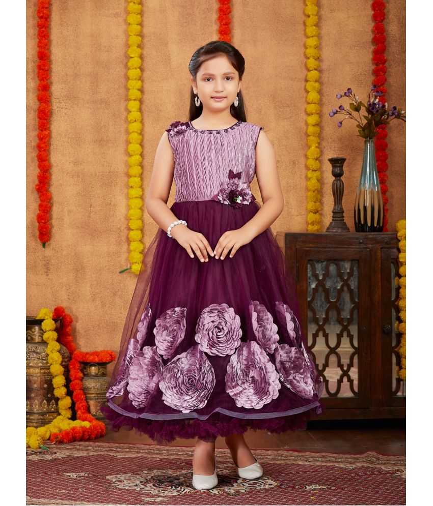     			Aarika Purple Net Girls Gown ( Pack of 1 )