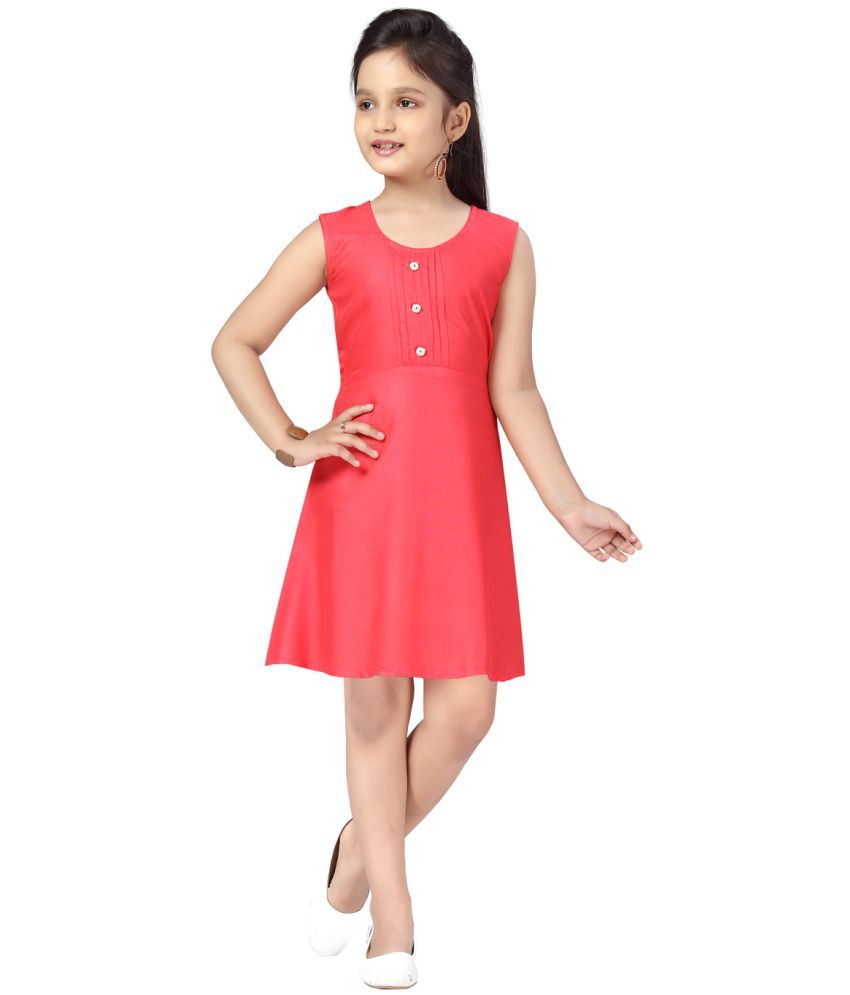     			Aarika Red Cotton Girls A-line Dress ( Pack of 1 )