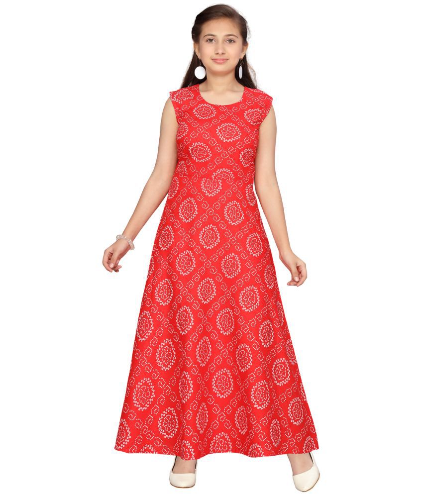     			Aarika Red Cotton Girls Gown ( Pack of 1 )