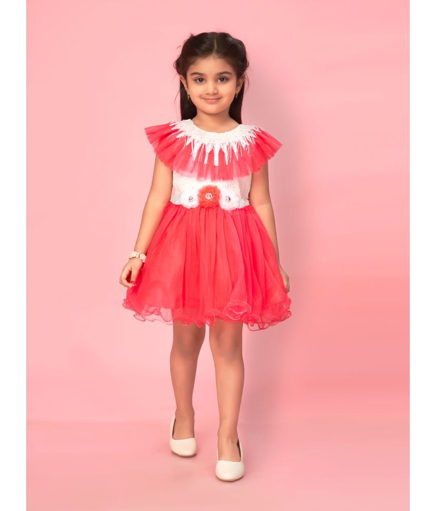     			Aarika Red Net Girls Frock ( Pack of 1 )