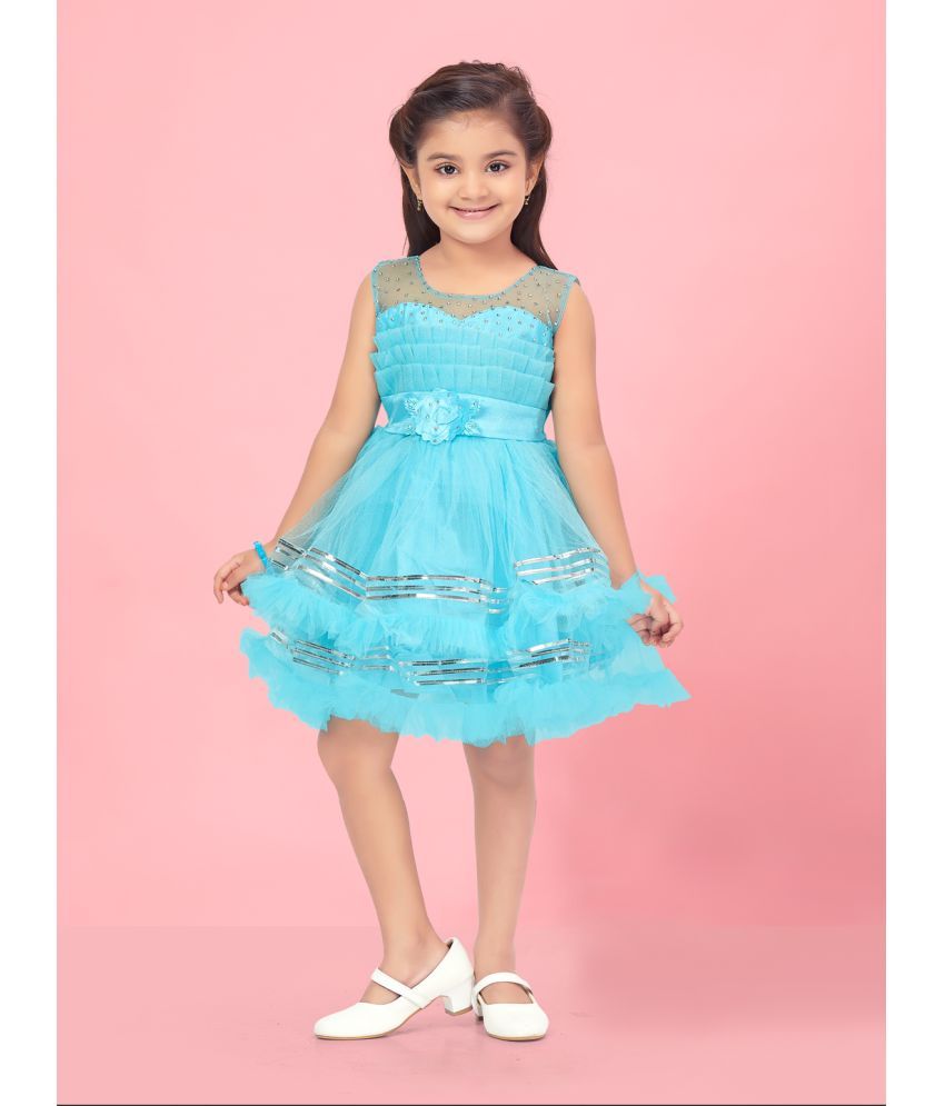     			Aarika Turquoise Net Girls Frock ( Pack of 1 )