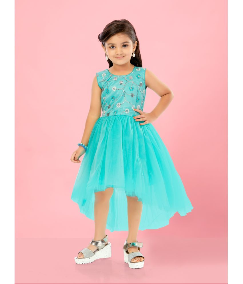     			Aarika Turquoise Nylon Girls Asymmetric Dress ( Pack of 1 )