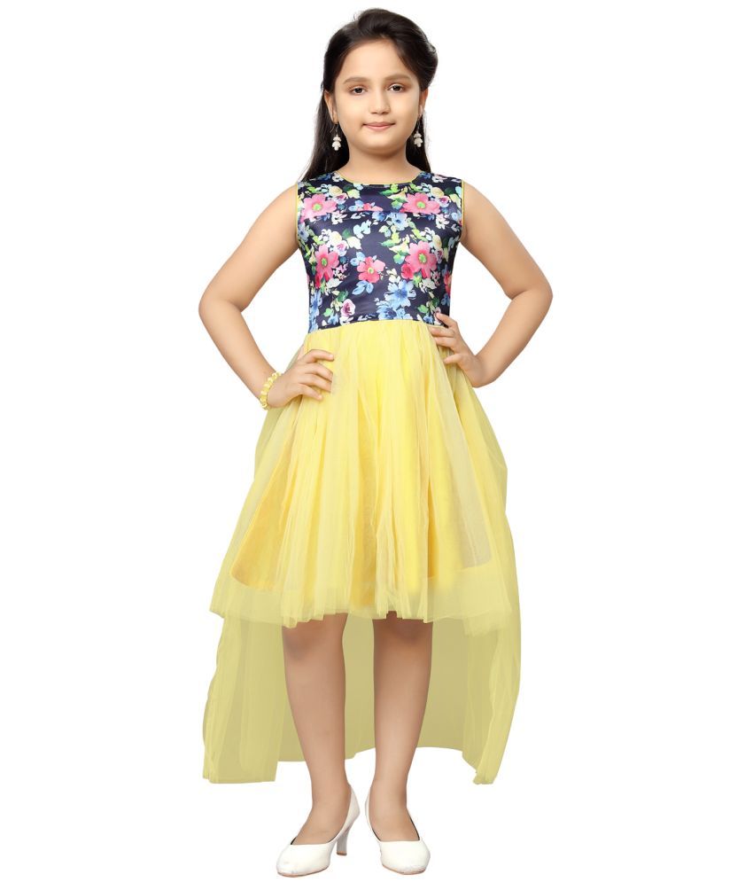     			Aarika Yellow Nylon Girls Asymmetric Dress ( Pack of 1 )