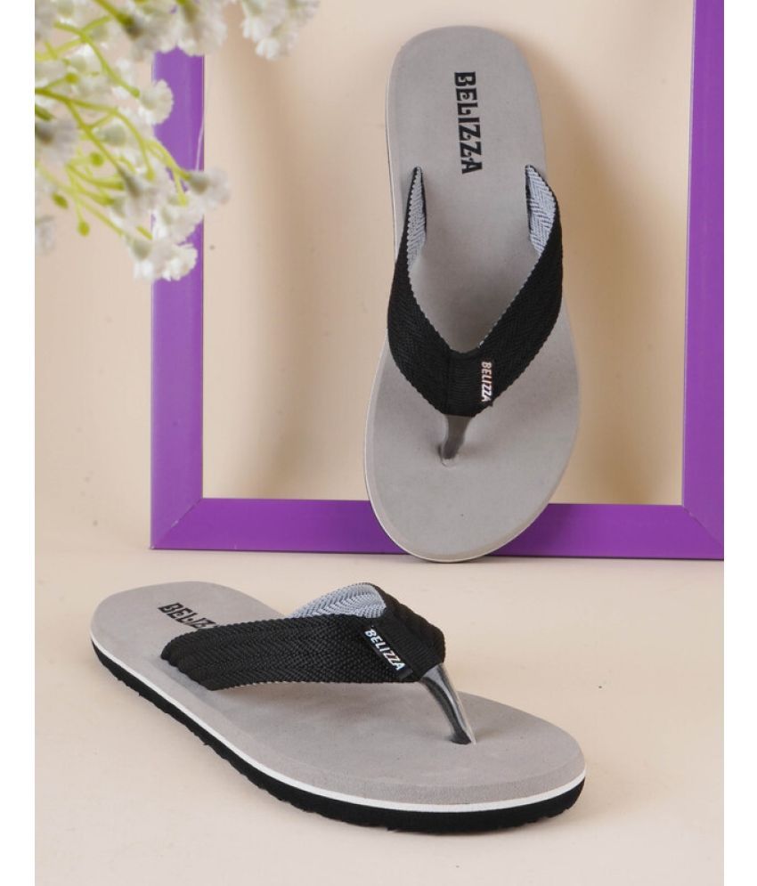     			BELIZZA Light Grey Men's Thong Flip Flop