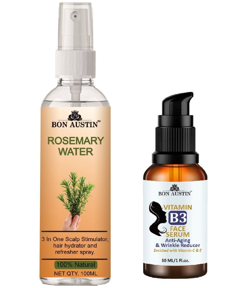    			Bon Austin Natural Rosemary Water | Hair Spray For Regrowth | Hair Growth Expert (100ml) & Vitamin B3 Face Serum 30ML - Set of 2 Items