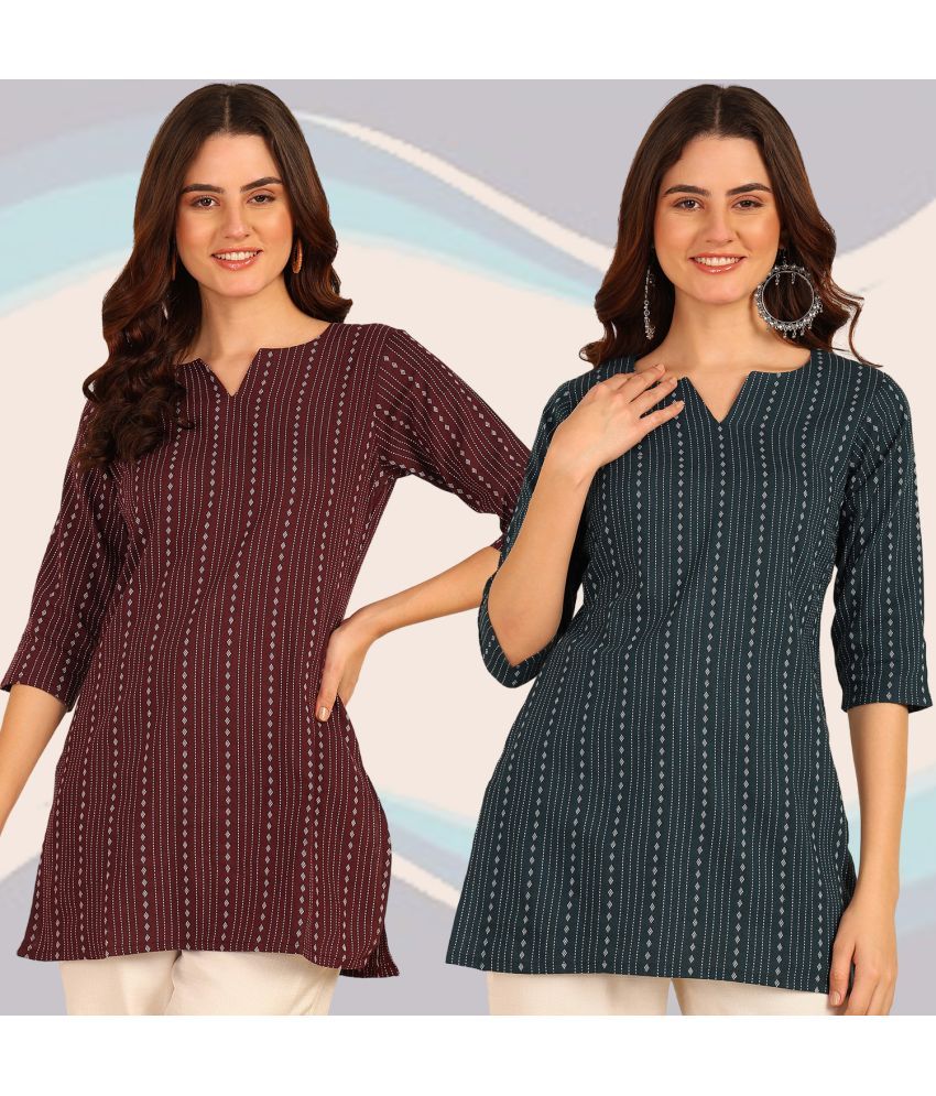     			DSK STUDIO Cotton Striped Straight Women's Kurti - Multicolor ( Pack of 2 )