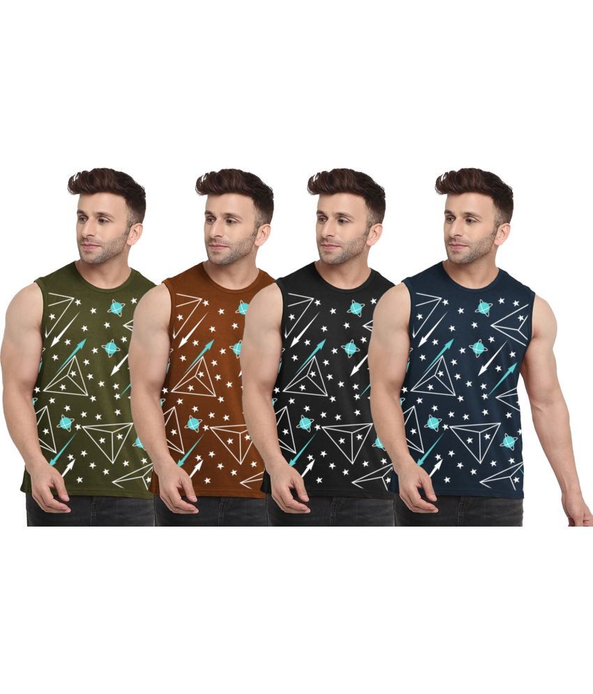     			Fastcolors Pack of 4 Cotton Blend Men's Vest ( Multicolor )