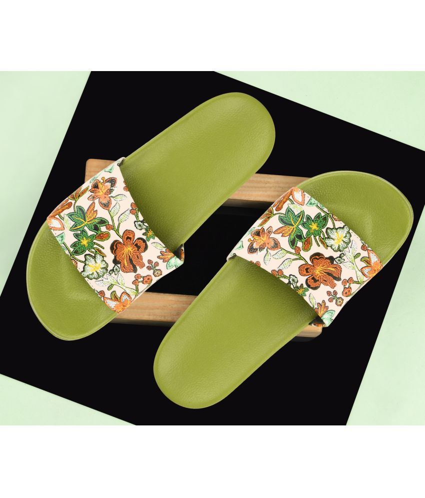     			Gokik Green Women's Slide Flip Flop